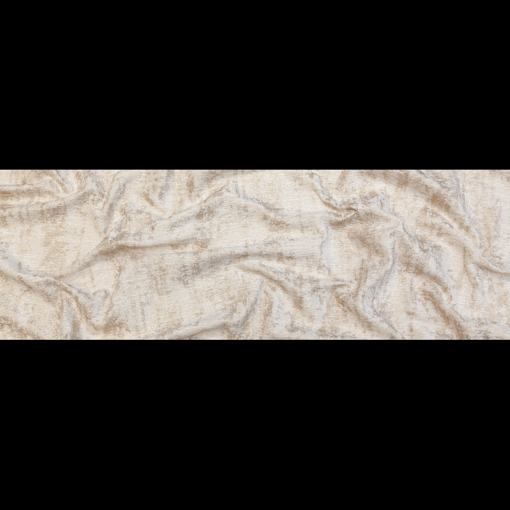 White Polyester Chenille with Metallic Champagne Foil - Full