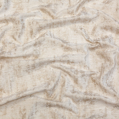 White Polyester Chenille with Metallic Champagne Foil