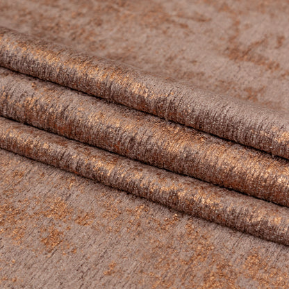 Brown Polyester Chenille with Metallic Bronze Foil - Folded