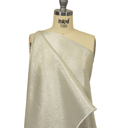 Glimmer White and Silver Metallic Polyester Lame - Detail