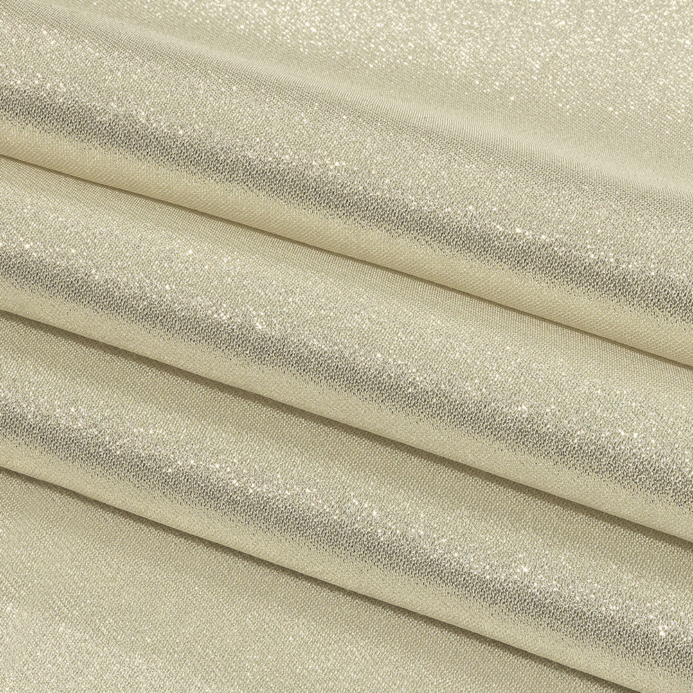 Glimmer White and Silver Metallic Polyester Lame - Full