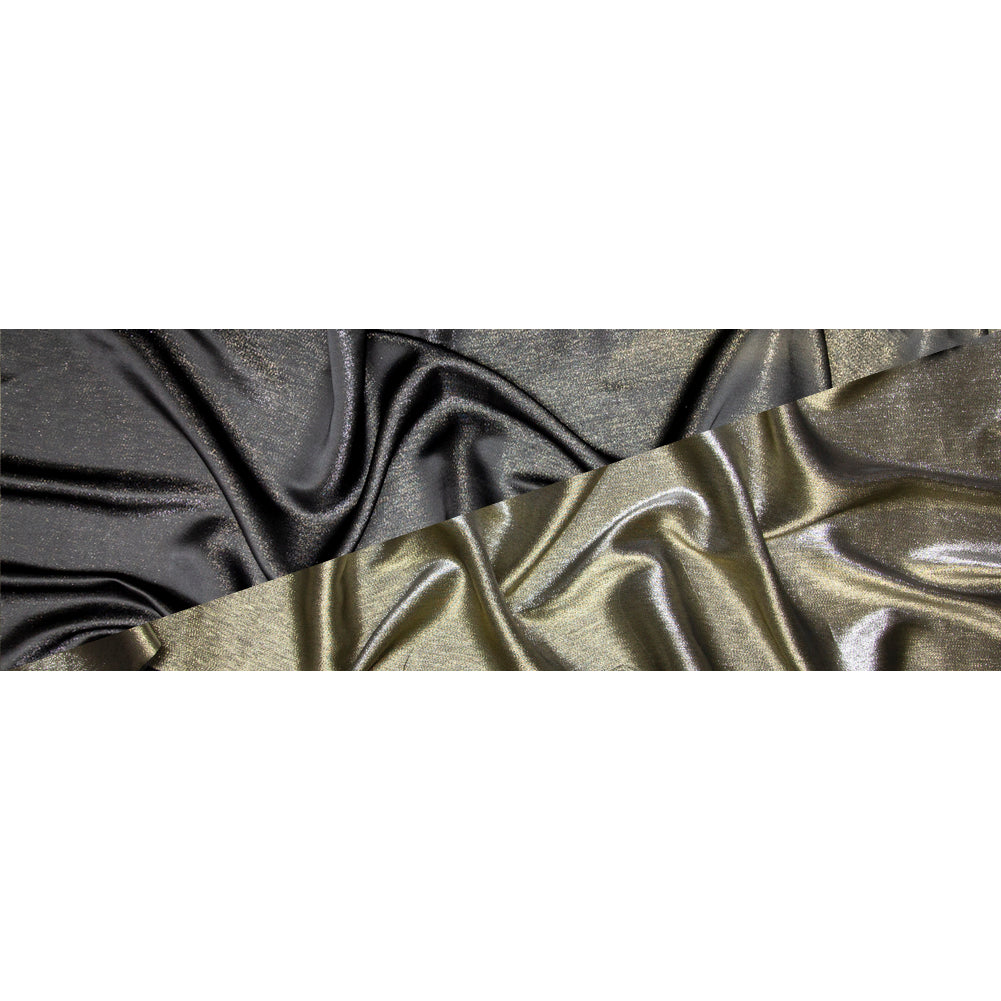 Metallic Pale Gold on Black Polyester Lame - Folded