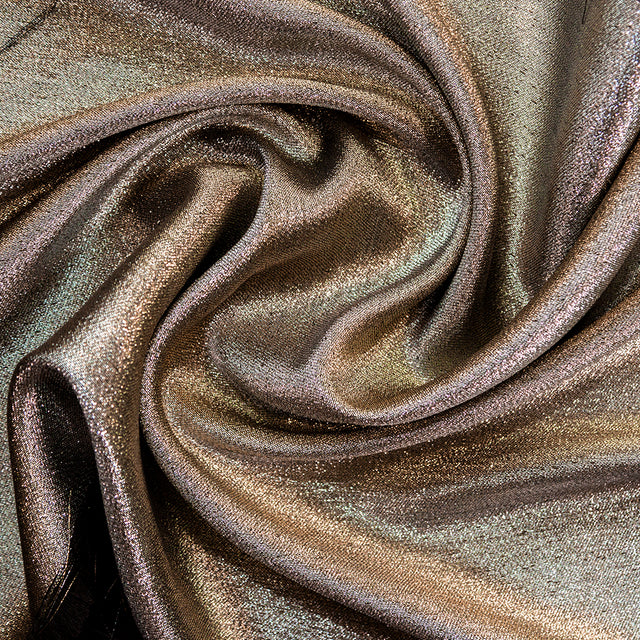 Metallic Pale Gold on Black Polyester Lame