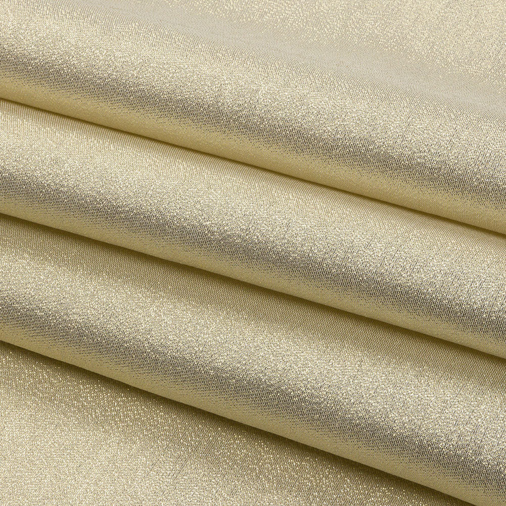 Metallic Polyester Lame - White and Gold - Glimmer Collection Folded