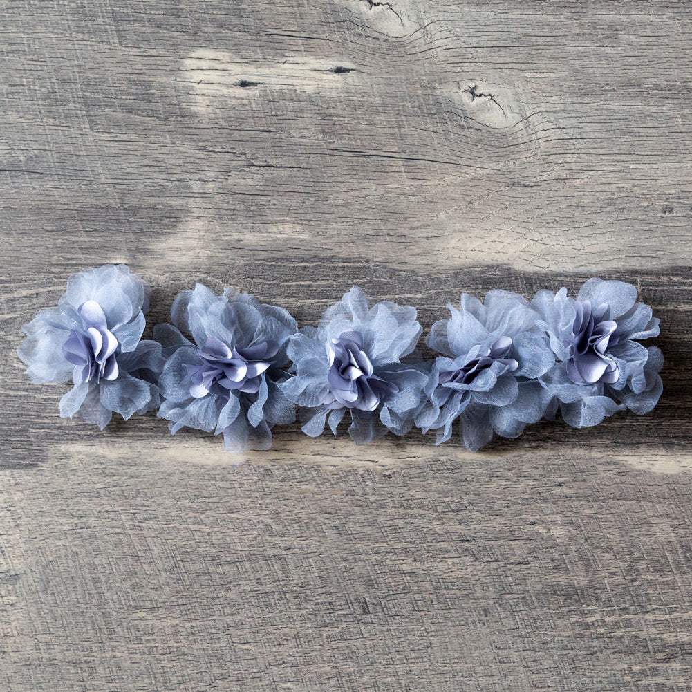 Italian Gray 3D Floral Fabric Trim - 4 - Detail