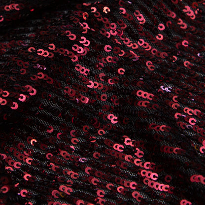 Stretch Mesh with Baby Sequins - Wine Stripes on Black Detail