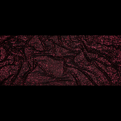 Stretch Mesh with Baby Sequins - Wine Stripes on Black Full