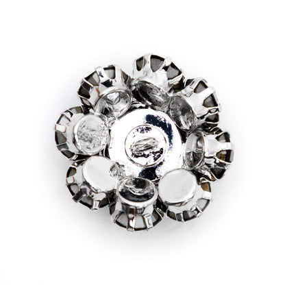 Italian Silver, Black and Crystal Rhinestone Button - 40L/25mm Detail