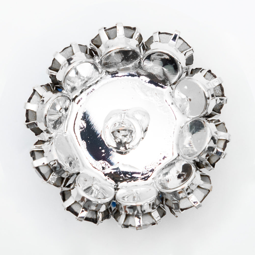 Italian Silver, Black and Crystal Rhinestone Button - 50L/32mm Detail