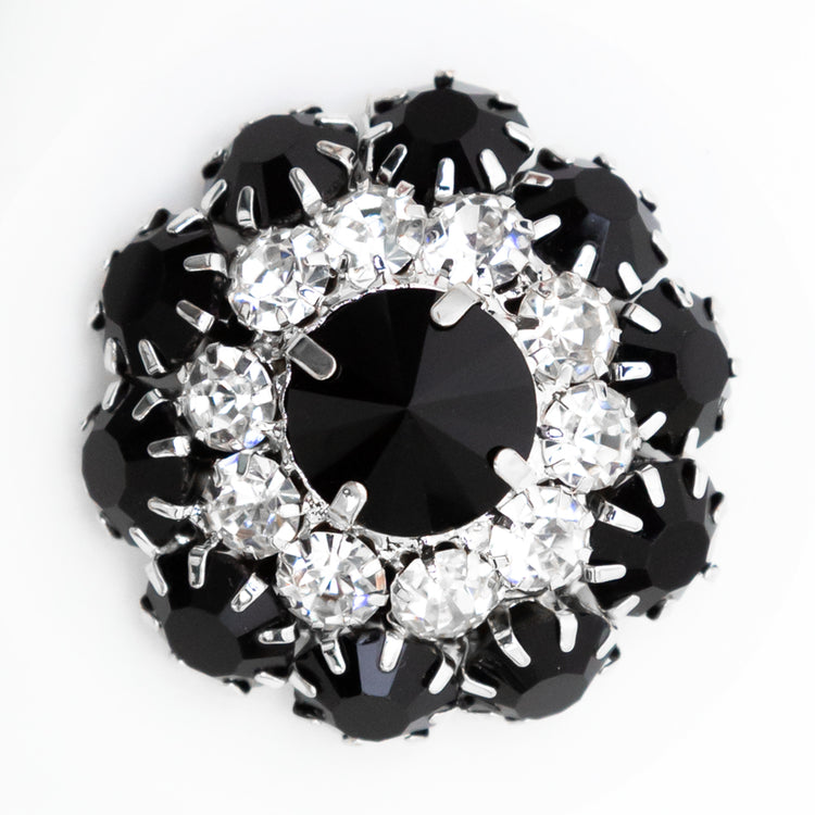 template--25130090922057__main-Italian Silver, Black and Crystal Rhinestone Button - 50L/32mm