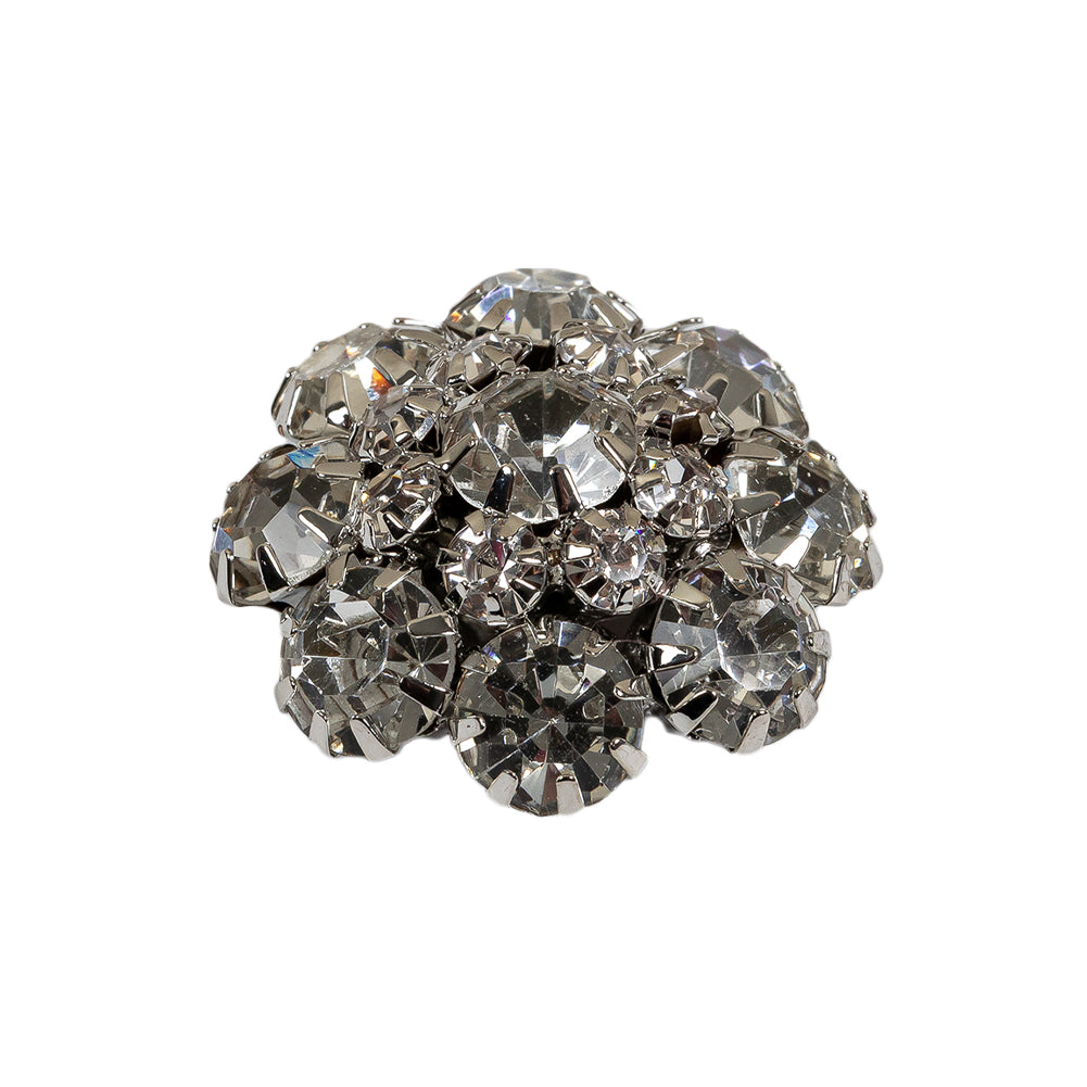Italian Silver and Crystal Rhinestone Button - 40L/25mm - Folded