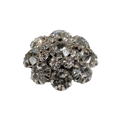 Italian Silver and Crystal Rhinestone Button - 40L/25mm - Folded
