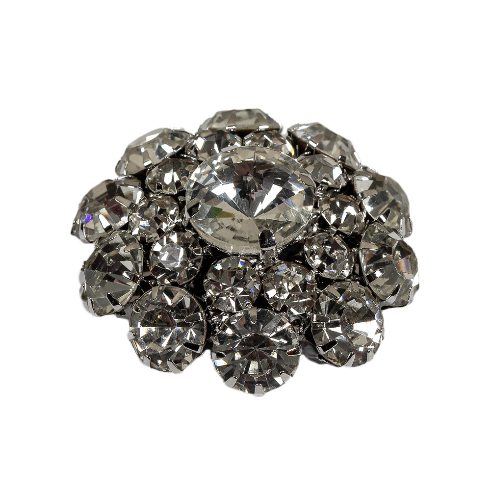 Italian Silver and Crystal Rhinestone Button - 50L/32mm - Folded