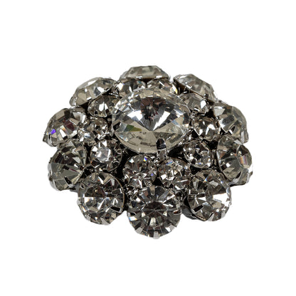 Italian Silver and Crystal Rhinestone Button - 50L/32mm - Folded