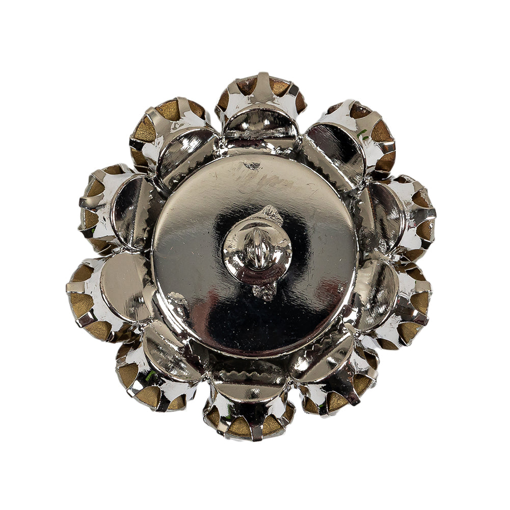 Italian Silver and Crystal Rhinestone Button - 50L/32mm - Detail