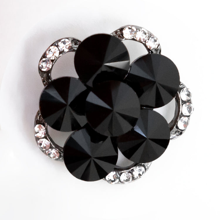 template--25130090922057__main-Italian Gunmetal, Black and Crystal Rhinestone Button - 48L/30.5mm