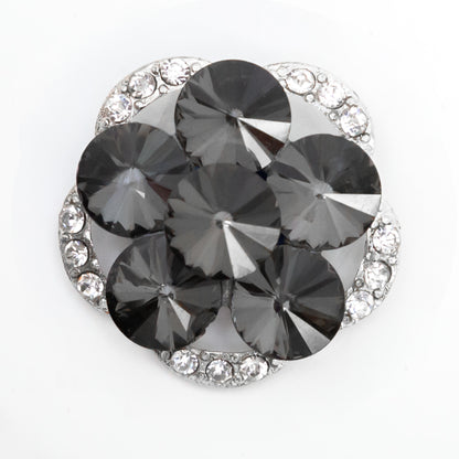 Italian Silver, Gunmetal and Crystal Rhinestone Button - 48L/30.5mm