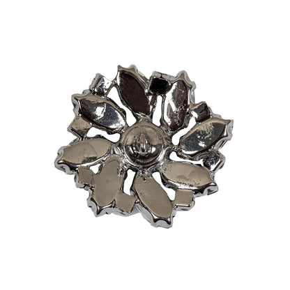 Italian Silver, Navy and Crystal Rhinestone Button - 40L/25.5mm - Detail