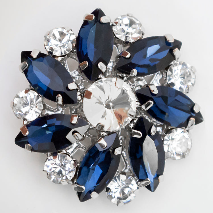 template--25130090922057__main-Italian Silver, Navy and Crystal Rhinestone Button - 58L/37mm