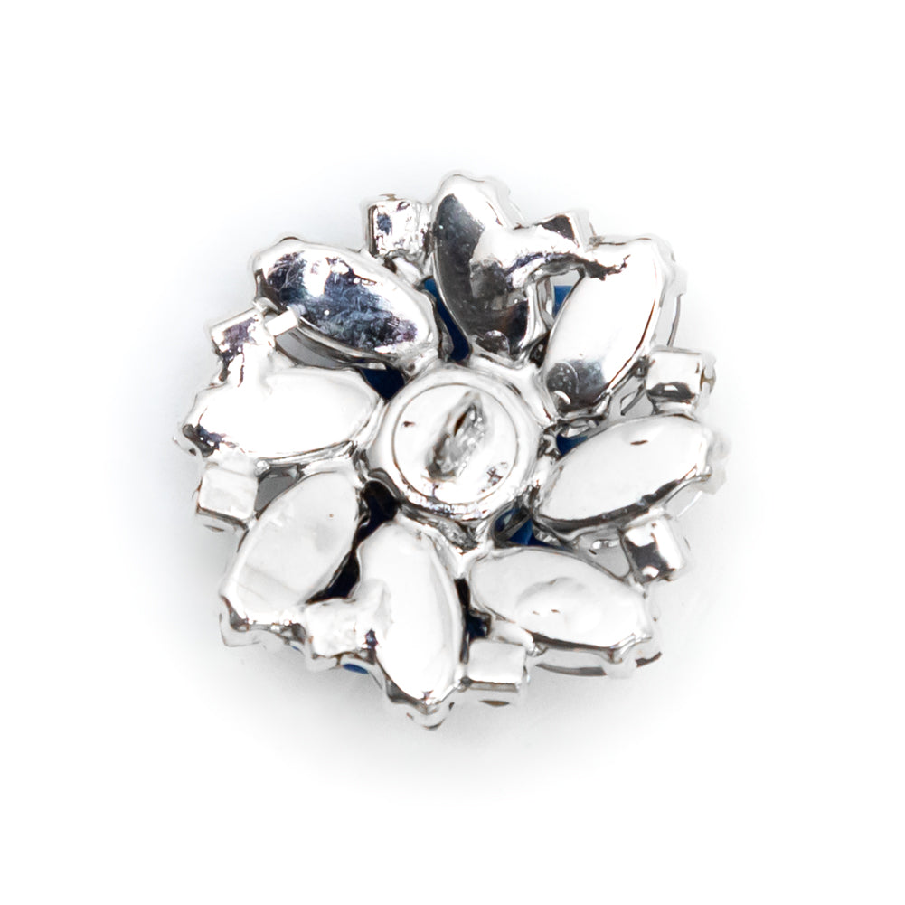 Italian Silver, Gunmetal and Crystal Rhinestone Button - 40L/25.5mm Detail