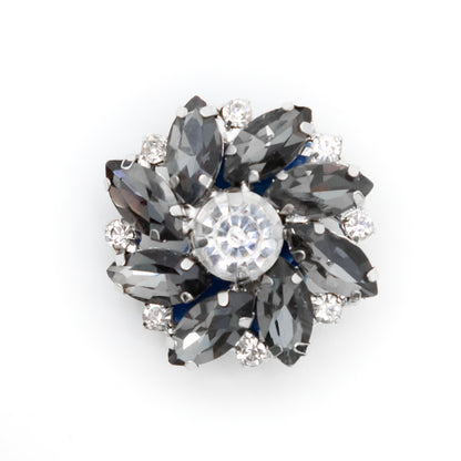 Italian Silver, Gunmetal and Crystal Rhinestone Button - 40L/25.5mm