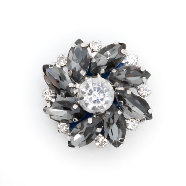 Italian Silver, Gunmetal and Crystal Rhinestone Button - 40L/25.5mm