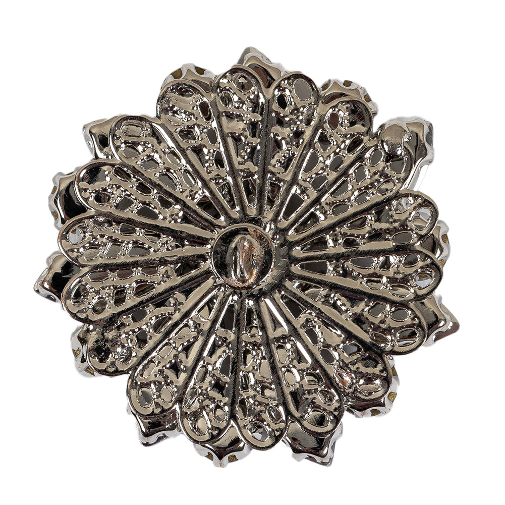 Italian Silver, Gunmetal and Crystal Rhinestone Button - 58L/37mm Detail