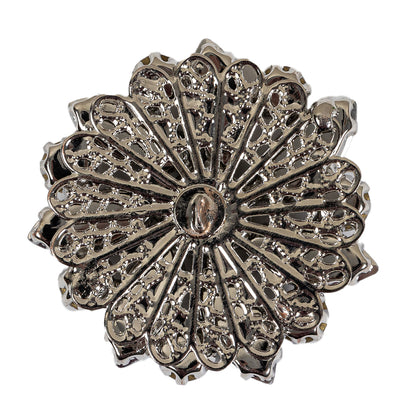 Italian Silver, Gunmetal and Crystal Rhinestone Button - 58L/37mm Detail