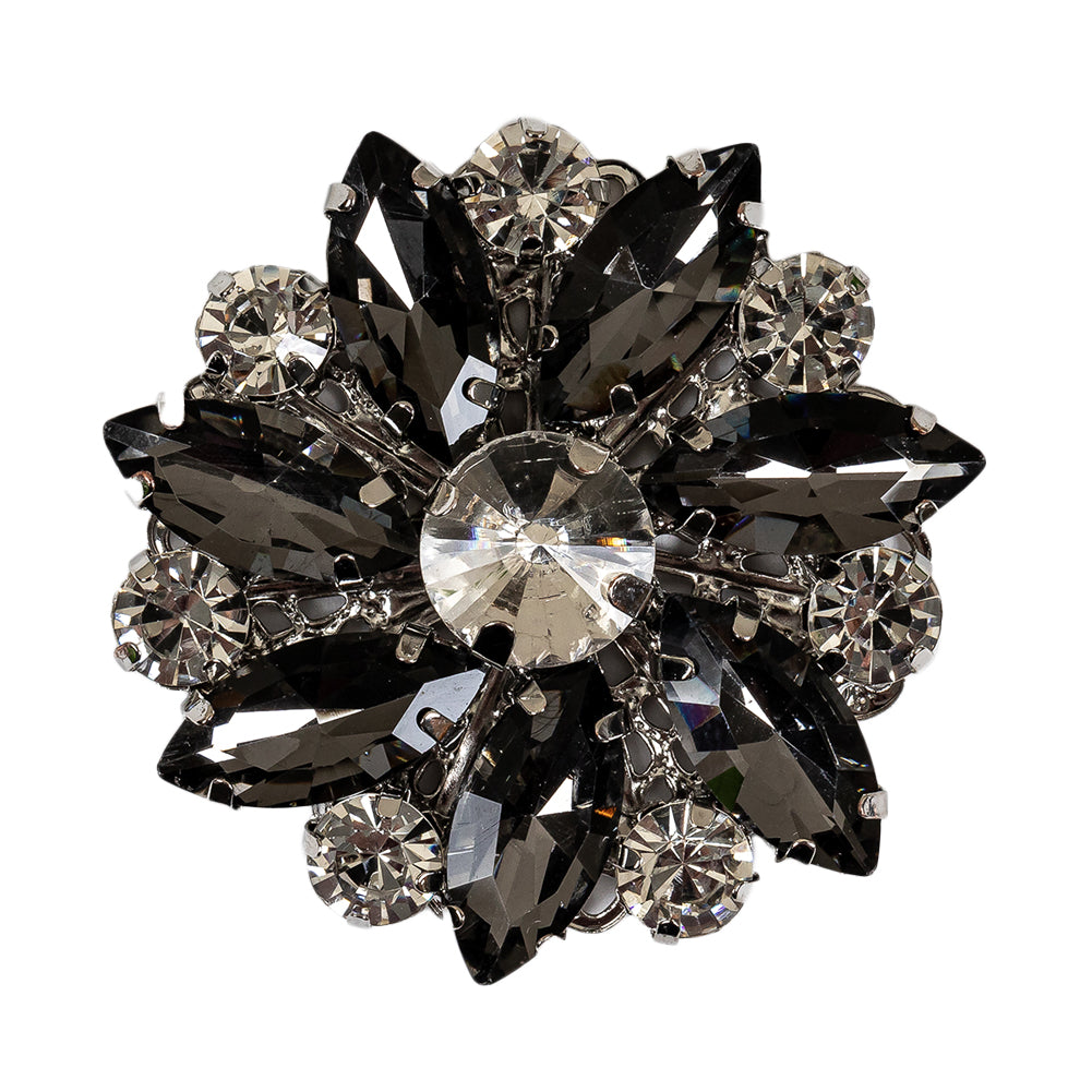 Italian Silver, Gunmetal and Crystal Rhinestone Button - 58L/37mm