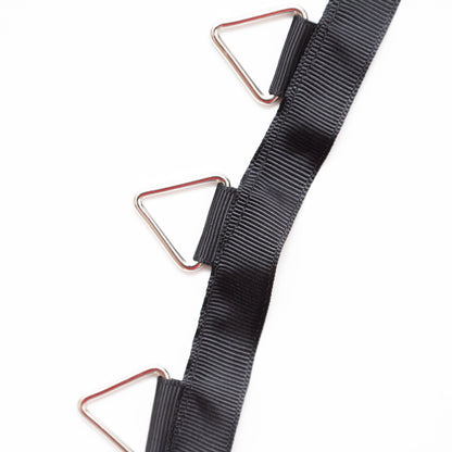 Italian Caviar Grosgrain Ribbon with Silver Metal Triangle Rings - 1.5 - Detail