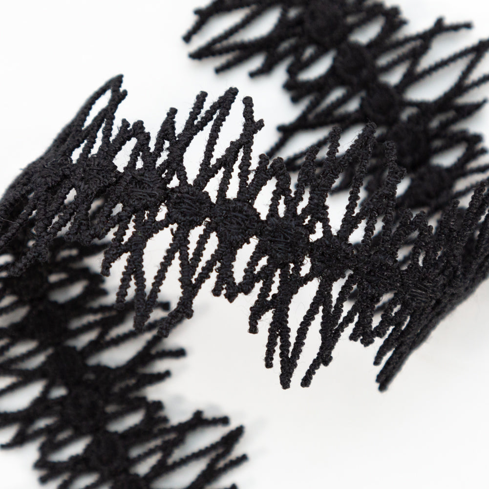 Italian Black Venise Lace Trim - 1.375 - Detail