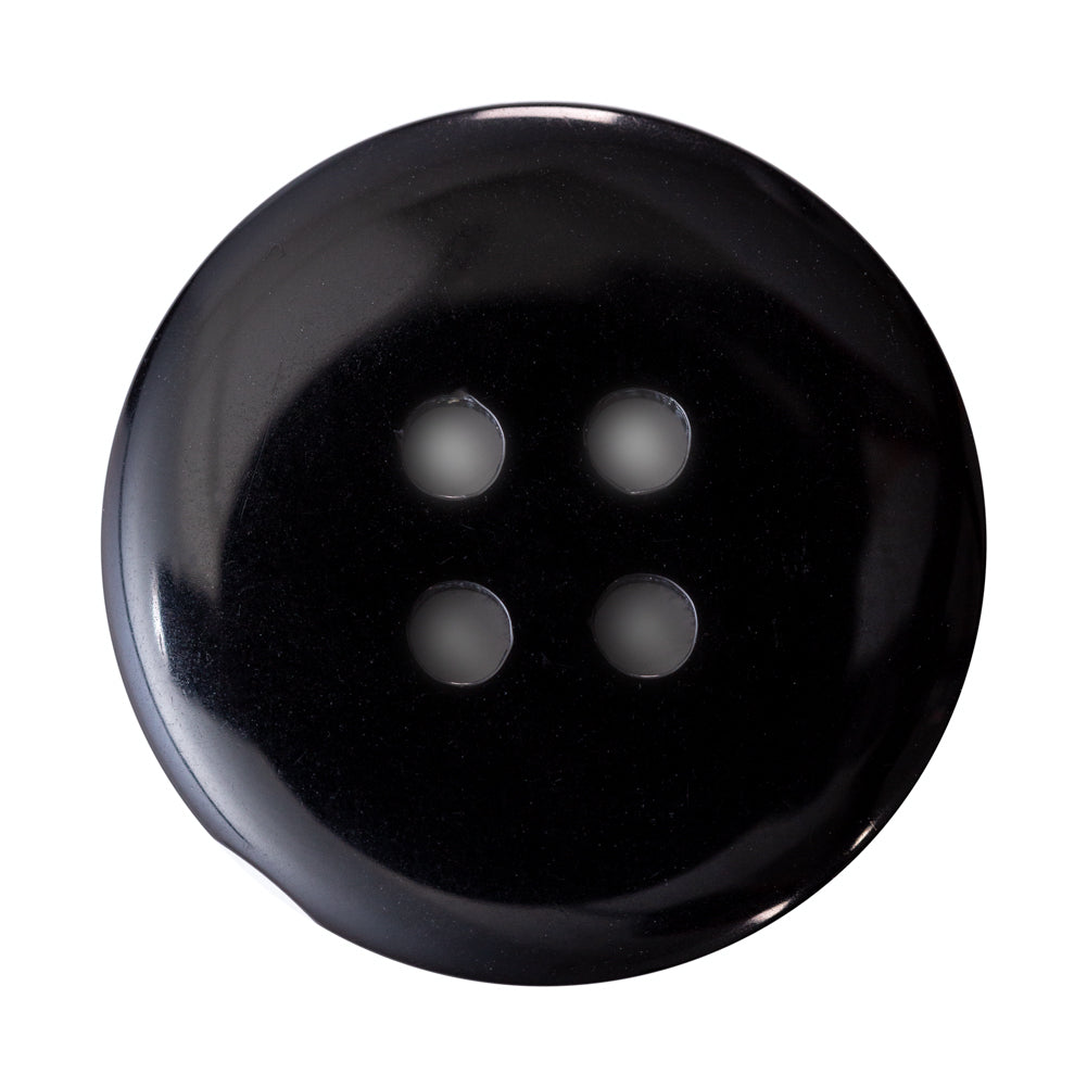 Italian Dark Charcoal 4-Hole Velvet-Faced Plastic Button - 54L/34mm - Detail