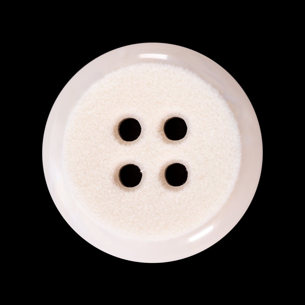 Italian Ivory 4-Hole Velvet-Faced Plastic Button - 44L/28mm