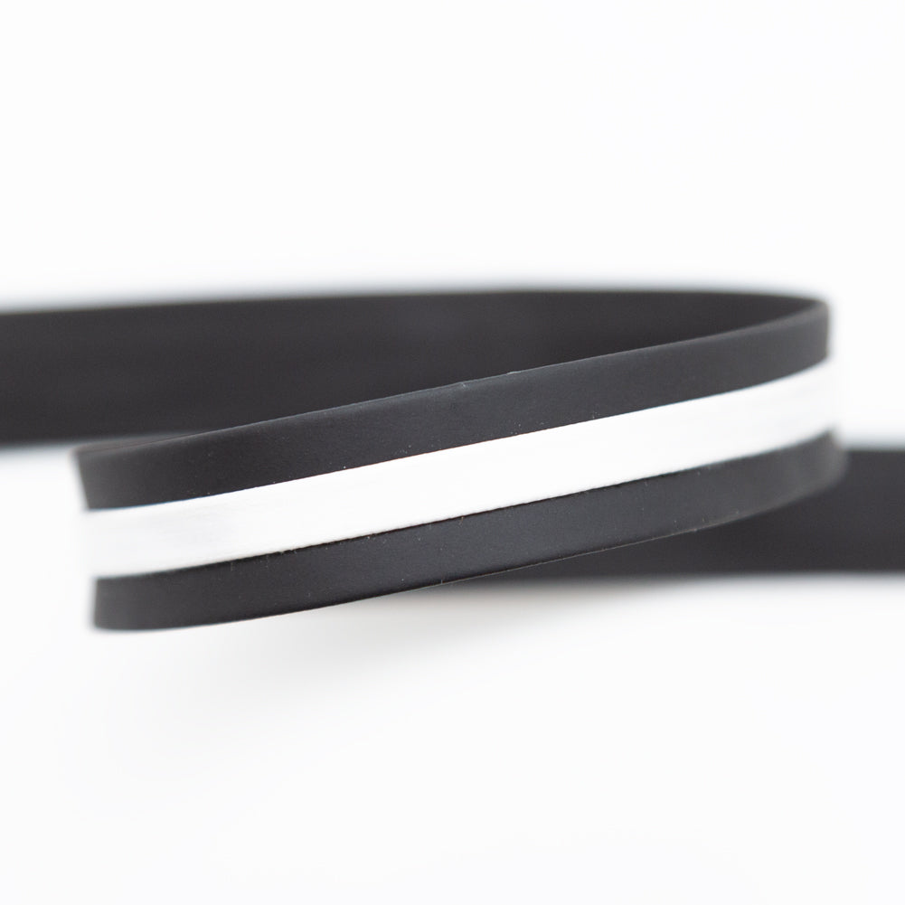 Italian Black and White Vinyl Striped Rubber Trimming - 0.625 - Detail