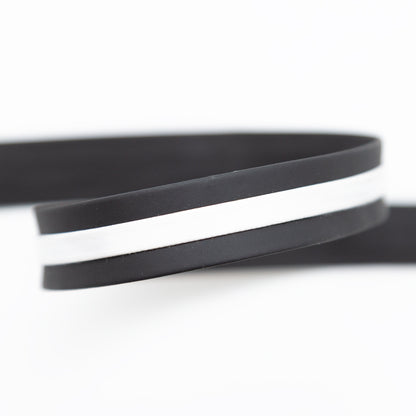 Italian Black and White Vinyl Striped Rubber Trimming - 0.625 - Detail