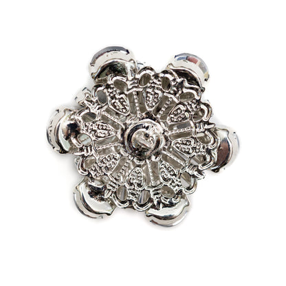 Italian Silver, Navy and Crystal Rhinestone Button - 54L/34mm - Detail