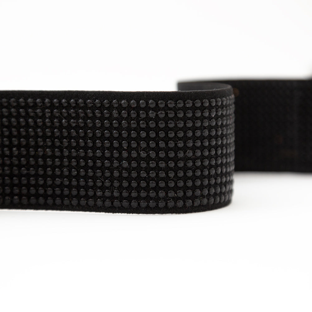Italian Black Studded Elastic Trim - 1.625" Detail