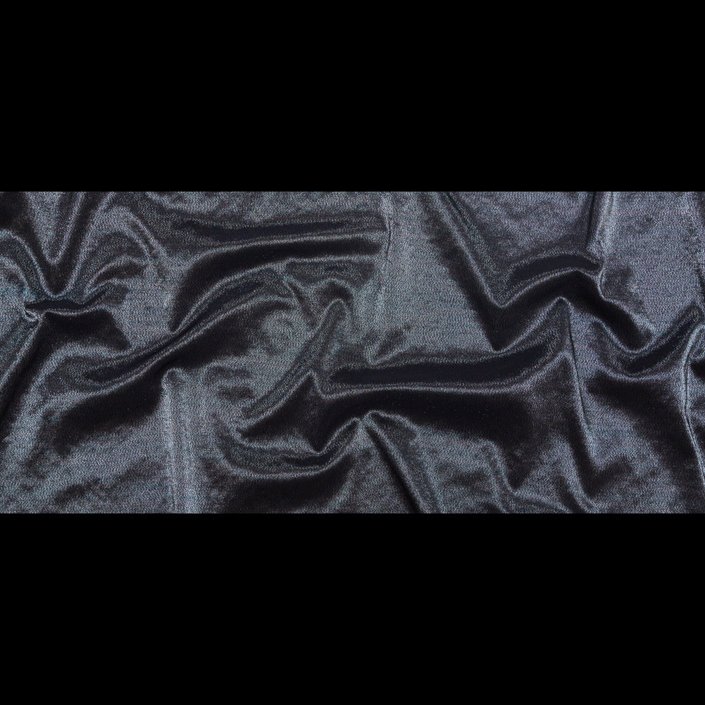 Metallic Silver and Black Stretch Two-Tone Satin - Folded