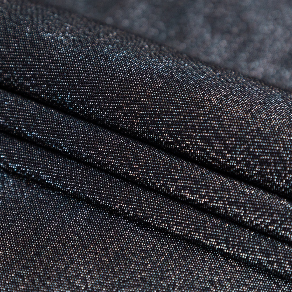 Metallic Silver and Black Stretch Two-Tone Satin - Detail