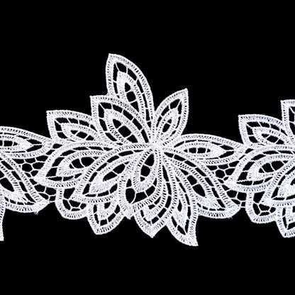 Fancy White Floral Venise Lace Trim - 3.5" Detail