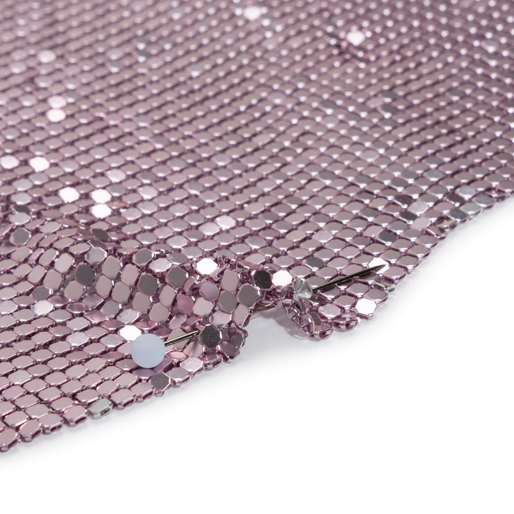 Aluminum Chainmail Fabric Panel, 3mm Tubular - Light Pink - Joan Collection - Detail
