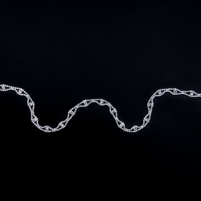 Silver and Crystal Wavy Rhinestone Trim - 0.375"