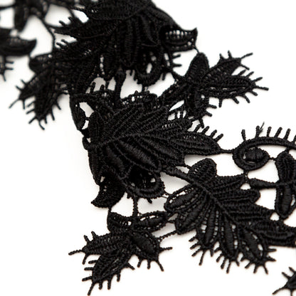 Fancy Black Leafy Venise Lace Trim - 2.25 - Detail