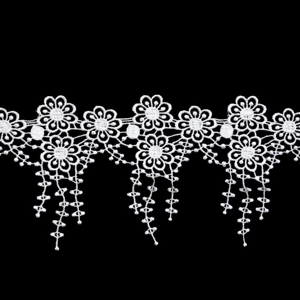 Fancy Ivory Floral Venise Lace Trim - 3.5 - Detail