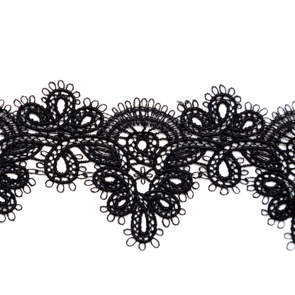 Fancy Black Venise Lace Trim - 2 - Detail