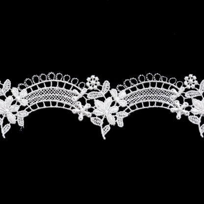 Fancy Ivory Floral Scalloped Venise Lace Trim - 1.5 - Detail
