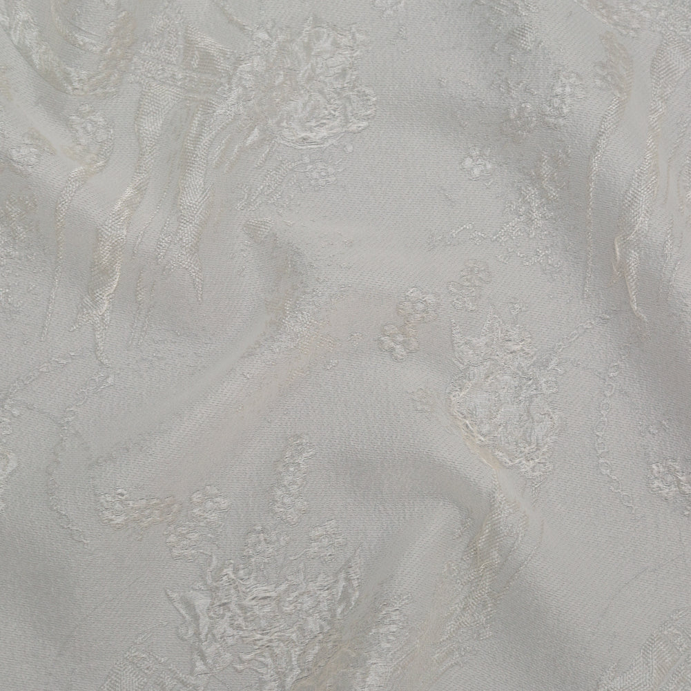 Luminous Ivory Abstract Luxury Double-Layer Organza Brocade