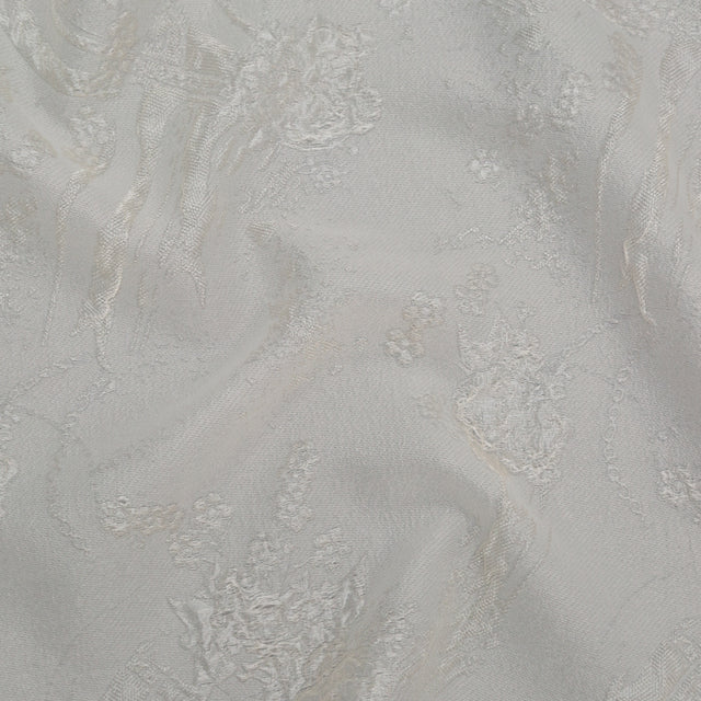 Luminous Ivory Abstract Luxury Double-Layer Organza Brocade