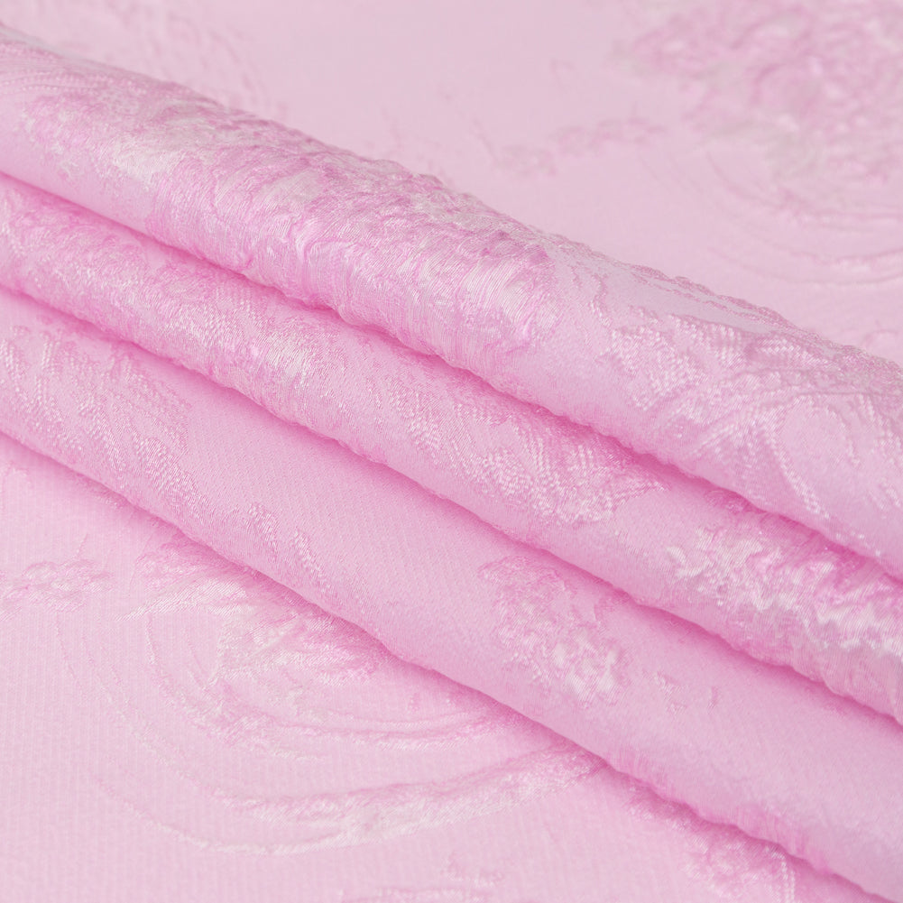 Luminous Pink Lavender Abstract Luxury Double-Layer Organza Brocade - Detail