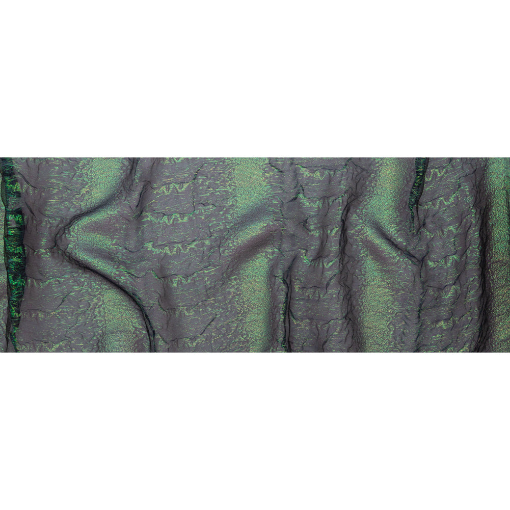 Metallic Green and Blue Iridescent Striped Double Layer Organza - Folded
